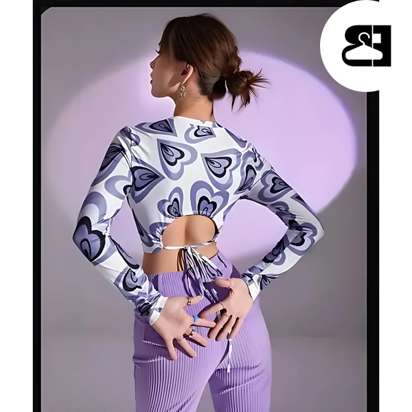 Premium Comfy Delta Crush Printed Full Sleeves Crop Top for Women